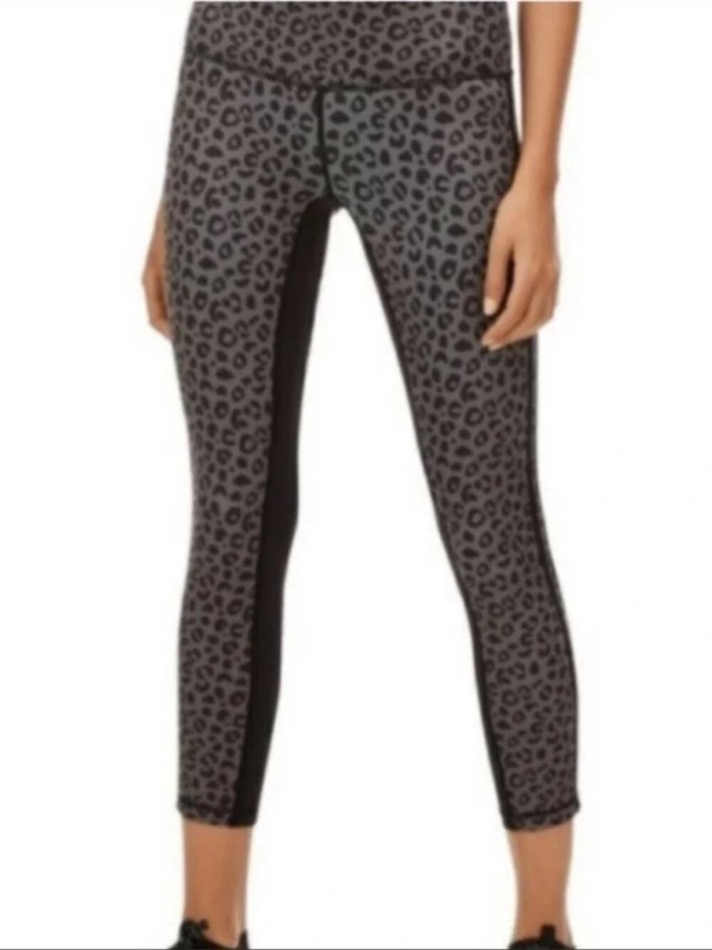 New All Fenix Charcoal Grey & Black Cheetah Jagger 7/8 Length Athletic Leggings